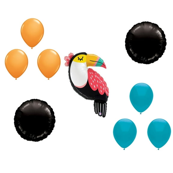 LOONBALLOON 39 Inch Summer Toucan Balloon Medium Shape Deluxe Set (6x latex and 2x shape)