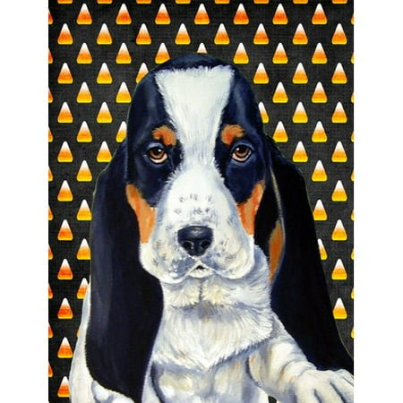 Basset Hound Candy Corn Halloween Portrait Flag