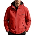thumbnail image 3 of BVOFAR Mens Rain Jacket Big and Tall Waterproof Hooded Windbreaker Lightweight Breathable Raincoats with Zipper Pockets Outdoor Hiking Travel Jackets Red XL, 3 of 10