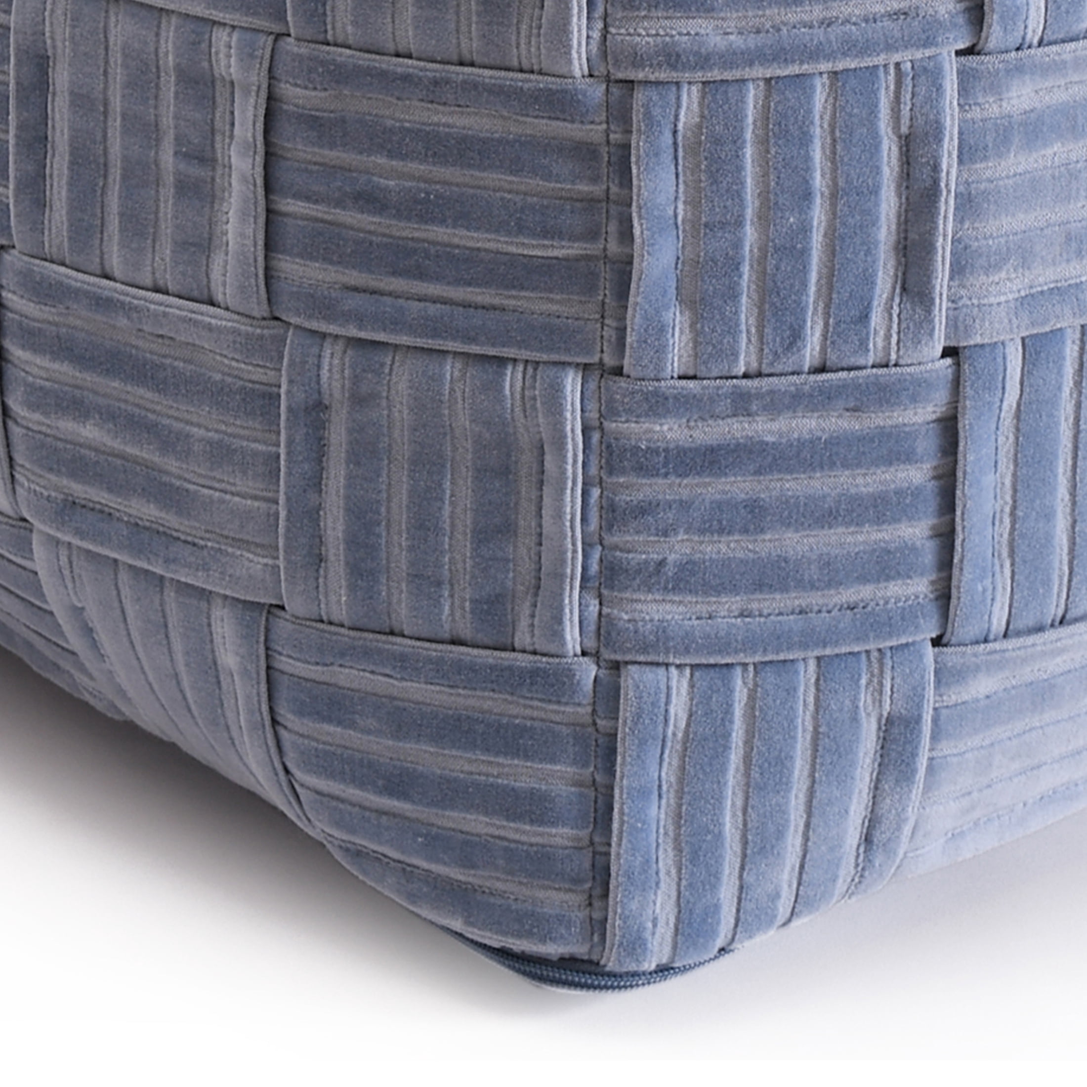 Better Homes & Gardens Velvet Woven Pouf Cover, Blue Silver
