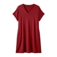 thumbnail image 3 of ClodeEU Women's V Neck Short Sleeve Dress with Roll Tab Sleeves,Solid Color Casual Midi Dress Red,Womens Plus M, 3 of 5