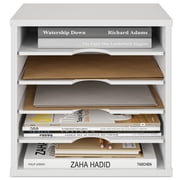 Ballucci 5-Tier Paper Organizer, File Holder, Mail Sorter, Wood Stackable Letter Tray, White