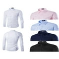 thumbnail image 3 of Men‘s Slim Fit Shirt Long Sleeve Button Down Tops Solid Color Casual Business Work  Shirts, 3 of 5