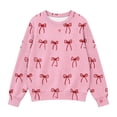 thumbnail image 4 of AGWOLF Girls Christmas Sweaters Long Sleeve Knit Kids Pullover Bow Graphic Crewneck Cute Sweater Tops for 5-15 Years, 4 of 6