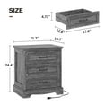 thumbnail image 2 of Farmhouse Nightstand with Charging Station, 3 Drawers Bedside Table for Bedroom for Adults, Dark Gray, 2 of 8