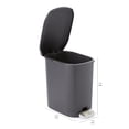 thumbnail image 4 of Bathroom Small Plastic Rectangular Trash Can with Steel Pedal Step, Black, 6 Liters, 4 of 6