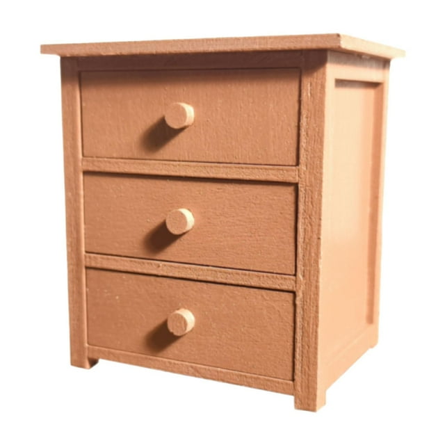 Armario en miniatura para casa de muñecas, con 3 cajones, modelo de juguete, decoración sencilla, ligero, mueble de madera para juegos de simulación y
