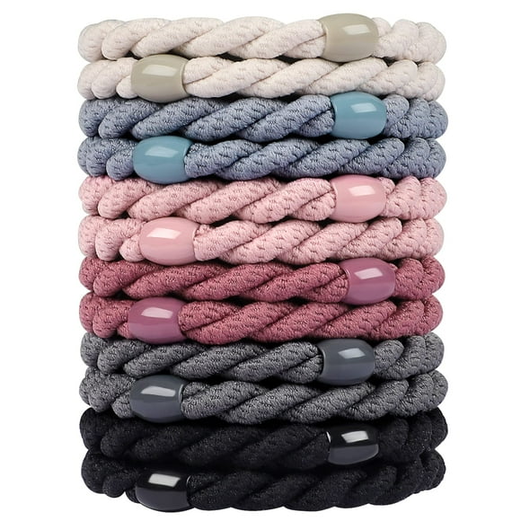 COZEASY 12 lazos elásticos trenzados para el cabello, sin metal, suaves y s, sin daños ni enganches, perfectos para niñas y mujeres con cabello grueso o rizado (multicolor 10)