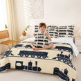 thumbnail image 4 of Manfei Toy Train 7pcs Queen Bedding,Vintage Railway Bedding Comforter Set Queen,Navy Blue,Reversible, 4 of 7