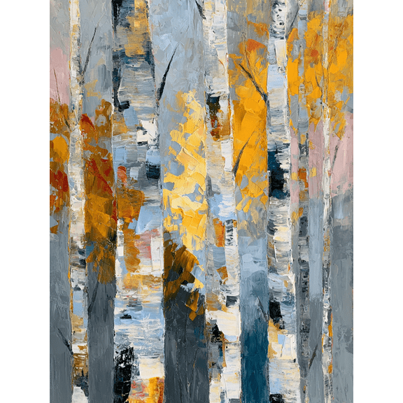 Abstract Birch Tree Textured Canvas Print Wall Art for Living Room Bedroom Dining Room Office Entryway Decor