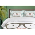 thumbnail image 4 of Ambesonne Animal Duvet Cover Sets, Hipster Cartoon Cat Art, 2-Queen, White Blue and Pink, 4 of 7