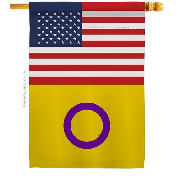 Americana Home & Garden H148035-BO US Intersex Support Pride 28 x 40 in. Double-Sided Decorative Vertical House Flags for Decoration Banner Garden Yard Gift