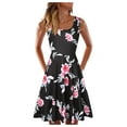 thumbnail image 1 of Womens Dresses Summer Sleeveless U-neck A-line Short Printed Loose Casual Dress Black L, 1 of 5