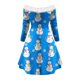 thumbnail image 4 of Vestidos de Navidad Para Mujer, Informal, Estampado Navideño, Manga Larga, Hombros Descubiertos, Vestido A La Rodilla, Minivestido de Fiesta Odeerbi ODB202885, 4 of 5
