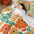 thumbnail image 4 of Homewish Vintage Daisy Floral 7-Piece Twin Bedding,Rustic Boho Geometric Bedding Comforter Set,Orange Green,Polkadot Reversible, 4 of 8