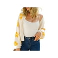 thumbnail image 2 of Seyurigaoka Women Crochet Cardigan Flower Pattern Long Balloon Sleeves Open Front Sweater, 2 of 9