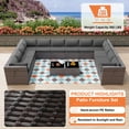 thumbnail image 3 of ALAULM 14 Piece Outdoor Patio Furniture Sets All-Weather Outdoor Sectional Furniture Patio Sofa Backyard Deck Couch Conversation Chair Set with Coffee Table & 12 Thickened Cushions, Gray, 3 of 7