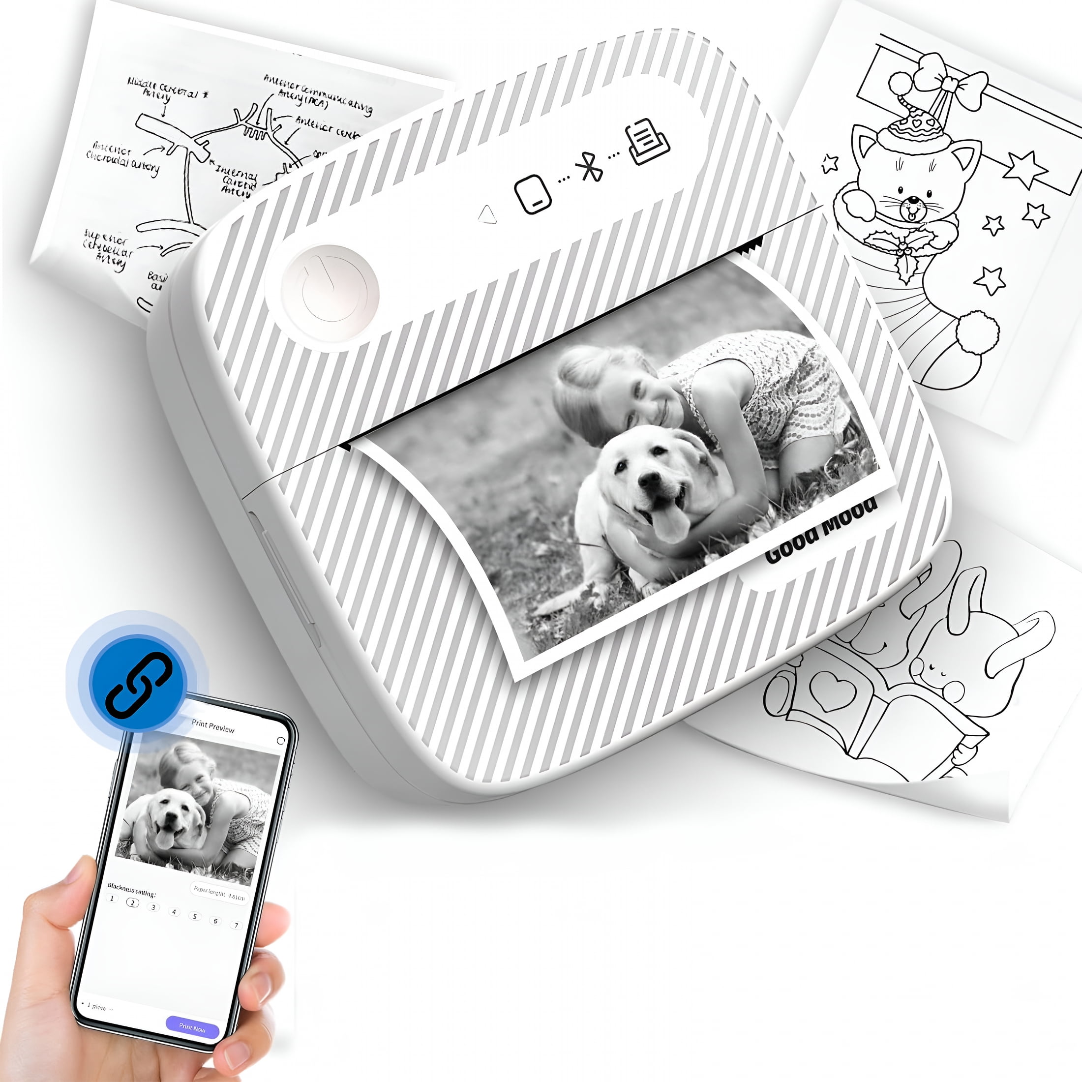 GJX 2026 New Thermal Shipping Label Printer,Portable Wireless Shipping Label Printer,Photo Sticker Printer,Support Android,Iphone and Windows,Widely Used for Usps,Print Size 2.24In