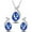 Blue, variant on HYLLai Silver Drop Water Crystal Jewelry Set for Women, Necklace & Earrings with Flash Rhinestones, Elegant Silver Tone, Gift Ready