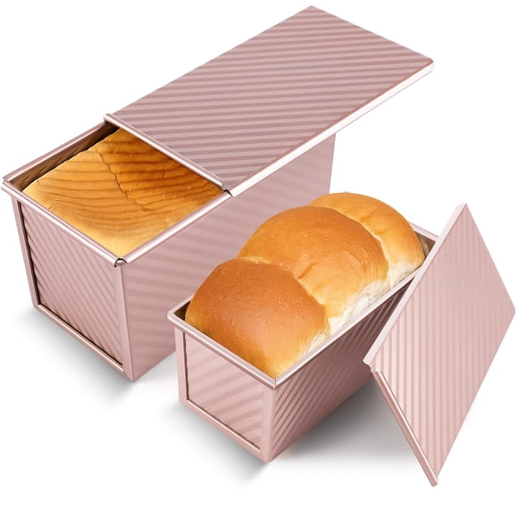 Molde para pan Pavermy Pullman con tapa, capacidad de masa de 1 lb/0.5 libras, 2