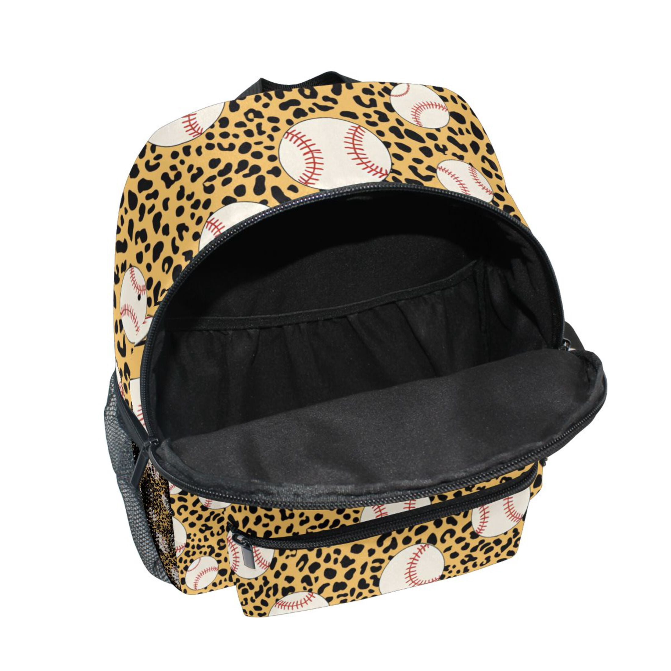Baseball Leopard Print Pattern Mini Backpack Cute Small Backpack with Chest Strap and Whistle Ages 3-8