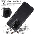 thumbnail image 5 of Design for Samsung S20 Ultra S20ultra 5G Leather Wallet Case with Tempered Glass Screen Protector Credit Card Holder Slot Stand Flip Leather Protective Cover for Galaxy 20S S 20 A20 20ultra Men Black, 5 of 12