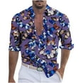 thumbnail image 2 of DDAPJ pyju Graphic Button Down Shirts for Men Rolled Up Long Sleeve Wrinkle Free Floral Shirt Beach Vacation Top Purple XXXXXL, 2 of 7