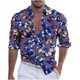 thumbnail image 1 of Blusa y camisa de manga larga con cuello vuelto para hombre, informal, a la moda, con botones, estampado, de poliéster, 1 of 6