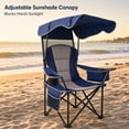 thumbnail image 3 of DKMOCO Camping Chair with Canopy, Outdoor Folding Chair with Adjustable Sun Shade, Cup Holder, Side Pocket, Heavy Duty Portable Lawn Chair for Adults, Blue Gray, 3 of 9