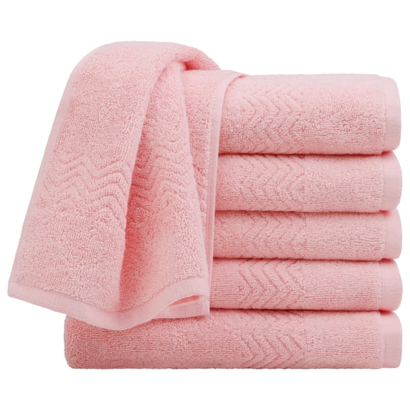 REGALWOVEN Soft and Absorbent 6PCS Hand Towel Bath Towels 100% Plush Cotton (29x13Inch, Peach Pink)