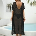 thumbnail image 4 of FAIWAD Women's Plus Size Hollow Out Dress Short Sleeve V Neck Side Split Cover Up Dress Loose Beach Dres, 4 of 4
