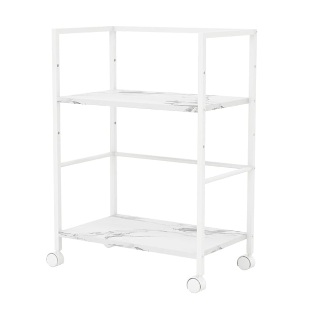Carrito de Servicio con Ruedas y Altura Ajustable | Organizador Multiusos de 2 Niveles con Estructura Metálica