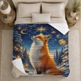 thumbnail image 5 of Red Fox Snowy Forest Under Golden Moon Magical, Festive Holiday Scene, Warm Flannel Blanket for Cabin and Lodge, Art Lovers Housewarming Gift, Festive Home Decor, 5 of 9