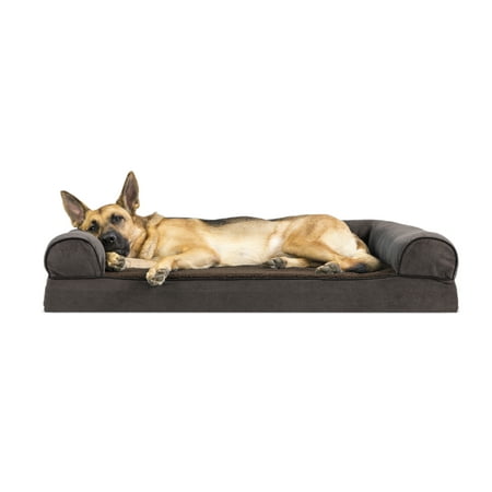 Pet Spikes For Couch FurHaven Pet Dog Bed | Memory Foam Faux Fleece & Chenille Couch Sofa-Style Pet Bed for Dogs & Cats, Coffee, Jumbo ()
