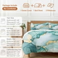 thumbnail image 6 of Abstract Marble Texture Duvet Cover Set King Size, Gold Teal Gradient Art 4 Piece Soft Microfiber Bedding Set with 1 Duvet Cover, 1 Flat Sheet, 2 Pillowcases, 6 of 9