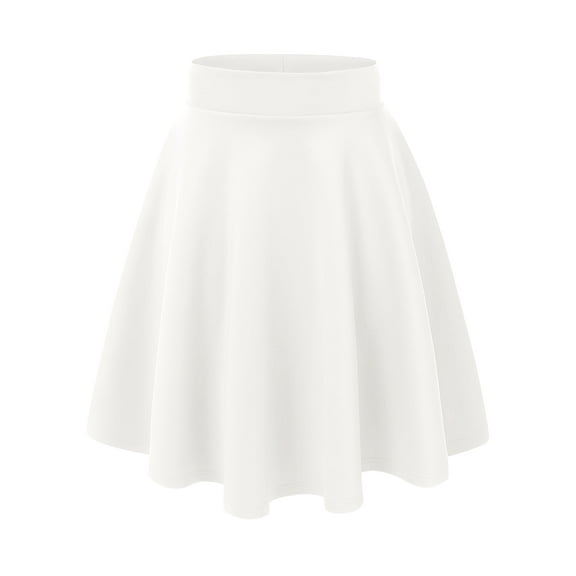 Made by Johnny Women's Basic Versatile Stretchy Flared Casual Midi Skater Skirt XXL WHITE