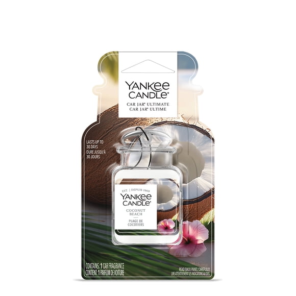 Yankee Candle Car Jar Ultimate Air Freshener, Coconut Beach - Neutralizes Odours Up To 30 Days