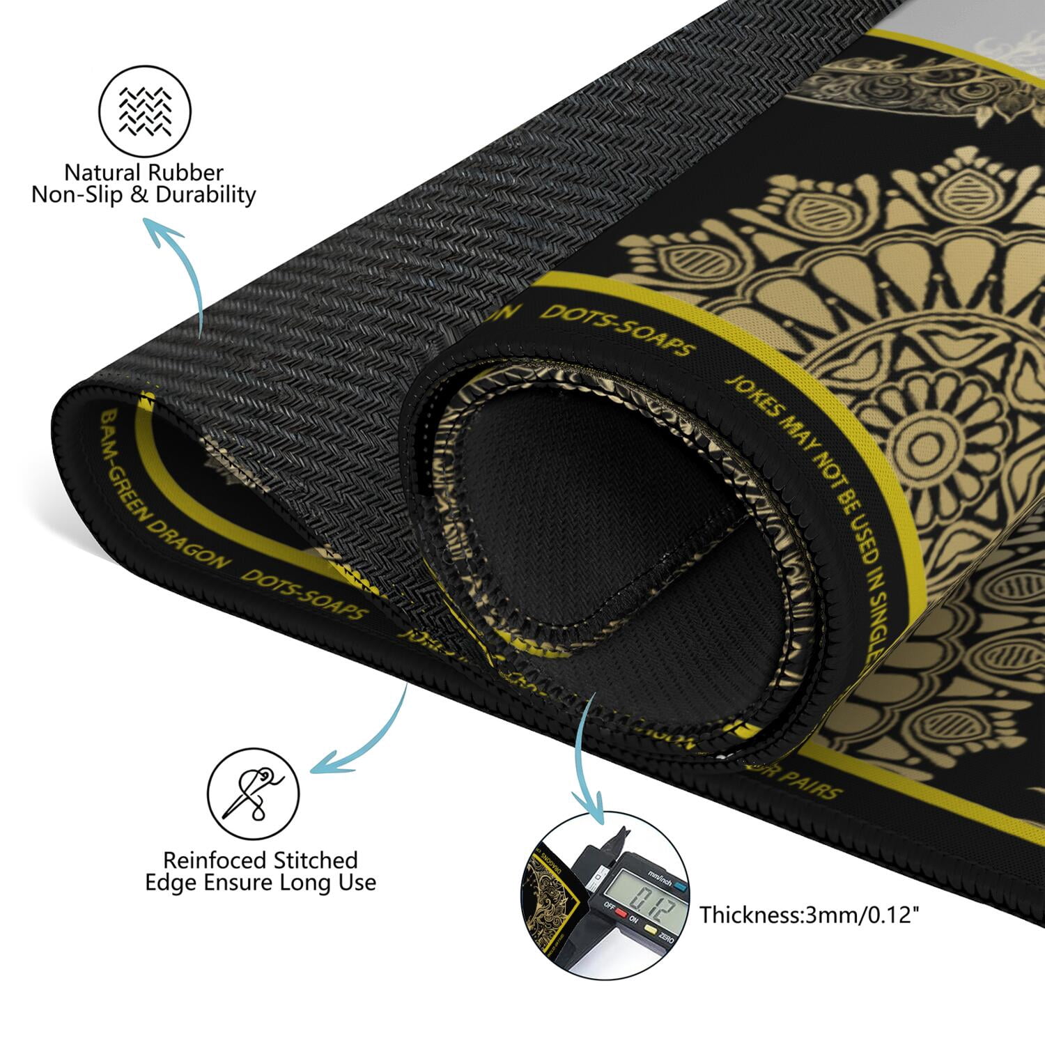 Gothic Mahjong Mat with Rules, 31.5*31.5in Anti Slip American Mahjong Mat for Table, Noise Reduction, Neoprene Mah jongg Mats with Carrying Bag & 3 Dices, Mahjong Set Gift, Board Tile Games Mats