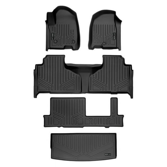 SMARTLINER 3 Row Floor Mats & Cargo Liner Behind 3rd Row Set Compatible With 2021-2025 Tahoe/Yukon w/ 2nd Row Bench Seat