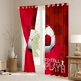 thumbnail image 3 of Soccer 30%-50% Blackout Curtains Cartoon Football Print Curtains Ball Games 42"x90" Set of 2 Panels Window Curtains & Drapes Sports Themed Room Decor Modern Geometry Hexagon Darkening Curtains, 3 of 5