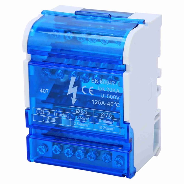 Risegun Caja De Distribución De Terminales 407, Caja De Conexiones Monofásica De 4 Niveles con Carril DIN Y Cubierta Transparente