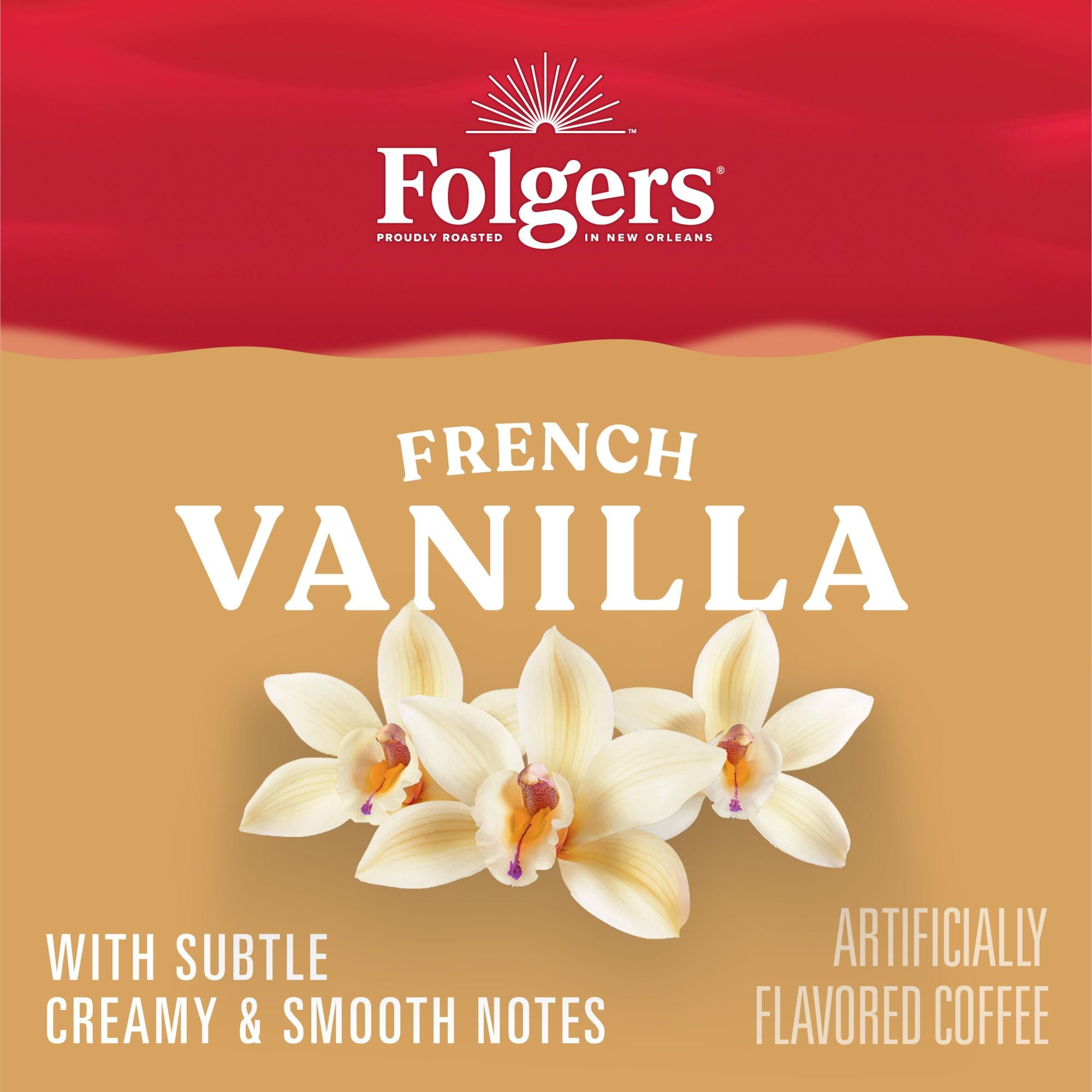 Folgers French Artificially Vanilla Flavored Ground Coffee,  Medium Roast, 11.5-ounce Canister