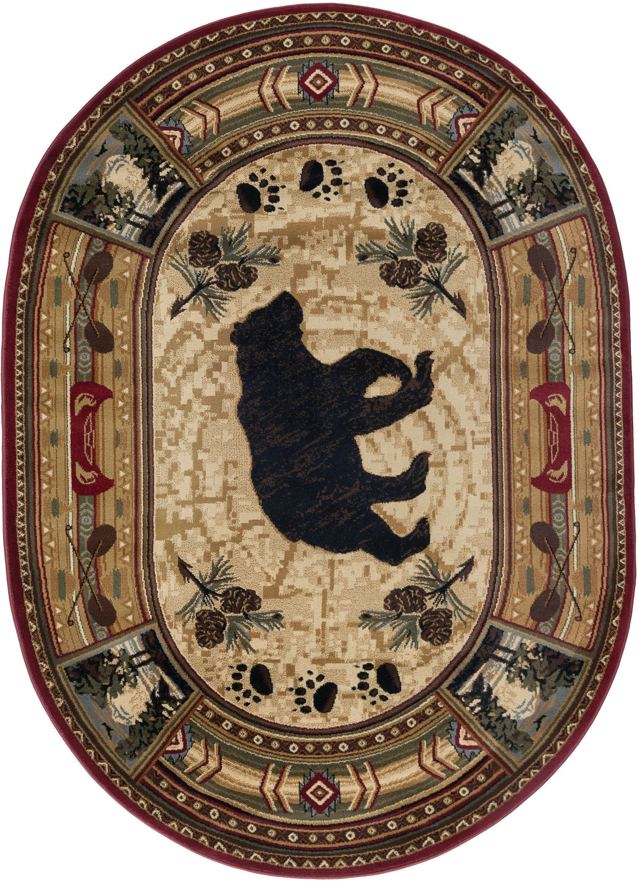 Nature Novelty 2.8' x 4' Oval Brown and Beige Polypropylene Indoor Area Rug