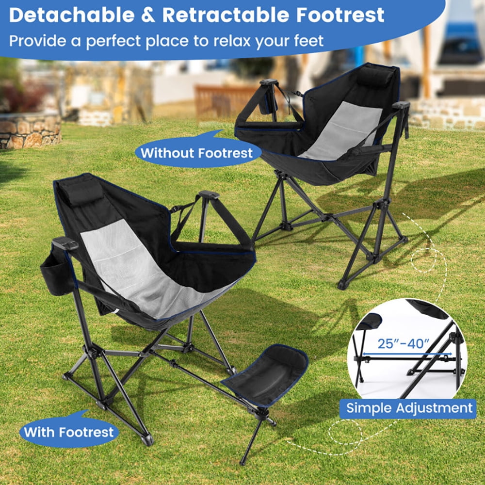 Aimee Lii Hammock Camping Chair with Retractable Footrest and Carrying Bag, Portable Chairs for Adults, Comfy Outdoor Chair, Black Aimee Lii Hammock Camping Chair with Retractable Footrest and Carrying Bag, Portable Chairs for Adults, Comfy Outdoor Chair, Black