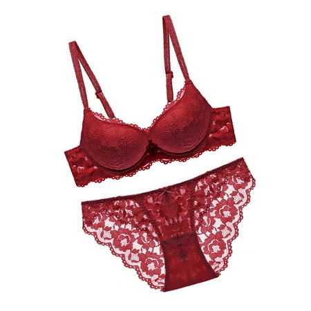 

Lace Bra Set Push up Adjustable Girls Hollow Lingerie Underwear Breathable