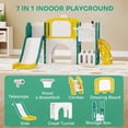 thumbnail image 4 of Qaba Toddler Slide, 7 in 1 Kids Slide with Climber, Basketball Hoop, Yellow, 4 of 10