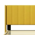 thumbnail image 2 of Unizone Modern Upholstered Wingback Platform Bed Frame with Headboard, Full, Yellow Velvet, 2 of 12