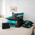 thumbnail image 5 of Homewish Adult Fashion Marble Twin Bedding Sets 7-Piece, Black Cyan Abstract Ombre Bedding Comforter Set, Modern Artwork Reversible Sheet Sets, Luxury Bedroom Decor, 5 of 7