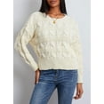 thumbnail image 3 of xiaxaixu Pull Rétro en Tricot Torsadé pour Femmes Couleur Unie Manches Longues Pulls Col Rond Automne Hiver Mode Urbaine, 3 of 9