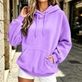 thumbnail image 7 of Vixolx Casual Solid Hoodies for Women Drawstring Fleece Hooded Sweatshirt with Kangaroo Pocket Fall Winter Long Sleeve Pullover, 7 of 7